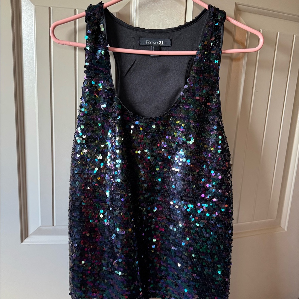 Forever 21 Black Sequin Tank Top